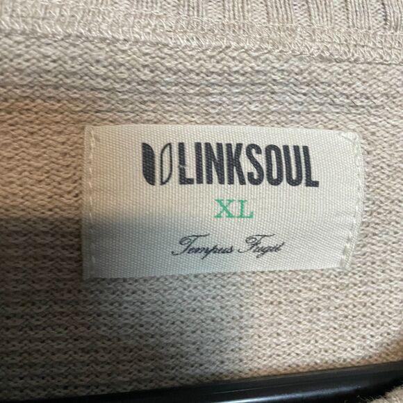 Linksoul Sweater Mens XL Khaki Tan Cotton Cashmere Henley Pullover Golf Knit - Picture 3 of 9